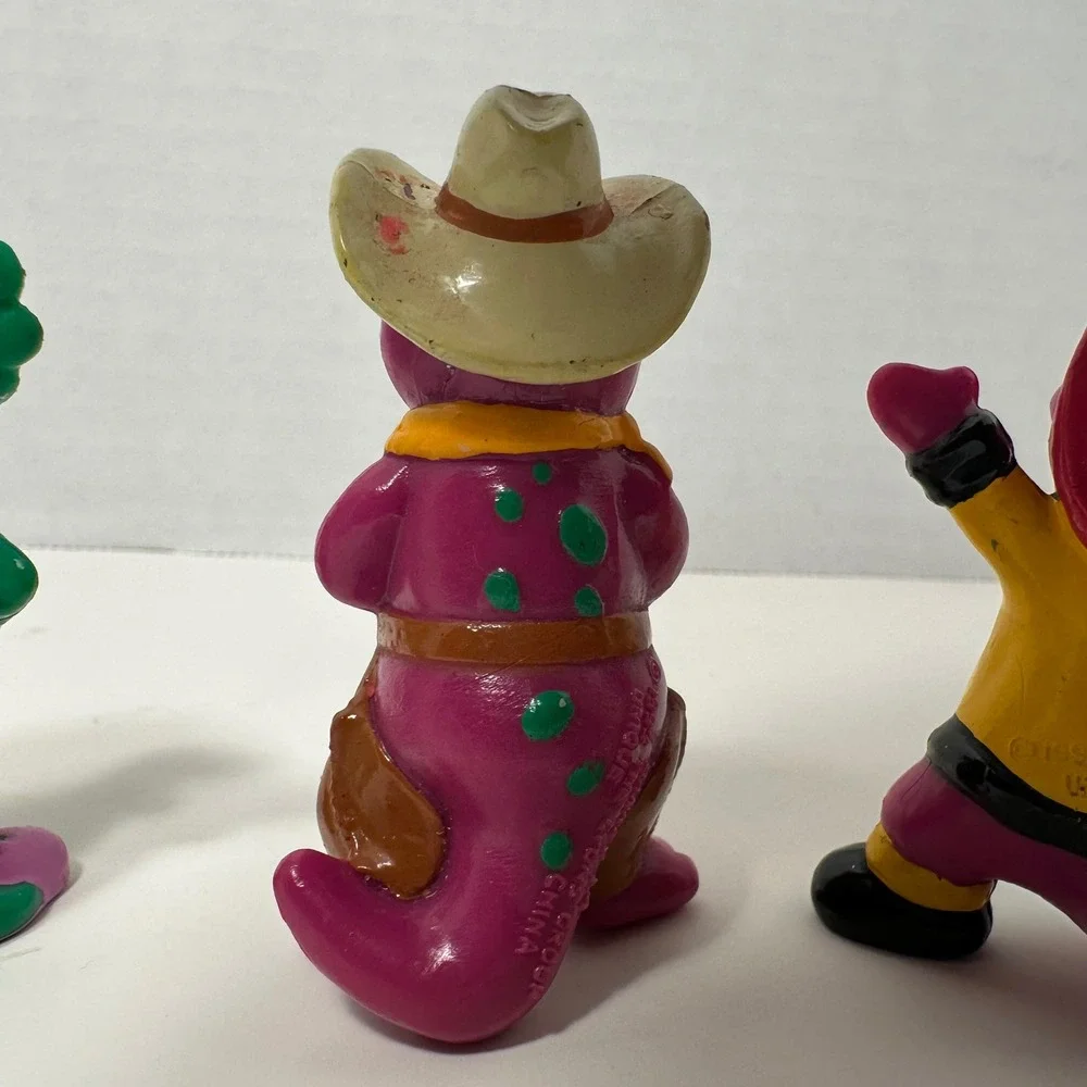 Vintage 1993 Barney The Lyons Group PVC Figures Lot Cowboy Firefighter 3pc
